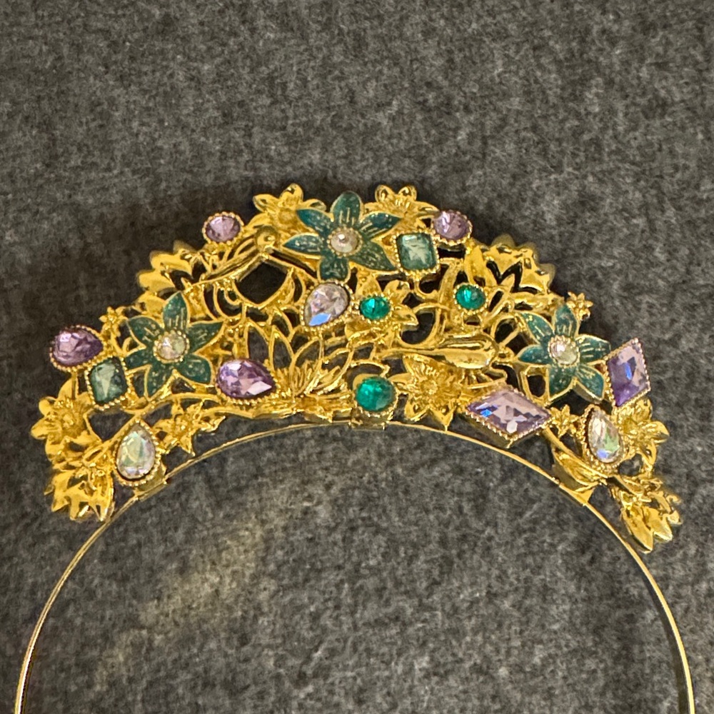 Princess Jasmine Floral Gold, Teal and Purple Tiara Headband